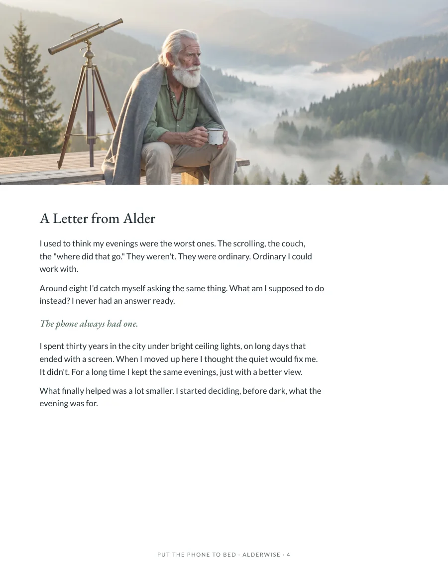 An opening page of the book Why Evenings Went Missing.