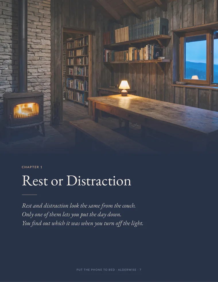 Book page 7 of 40: Chapter 1, Rest or Distraction.