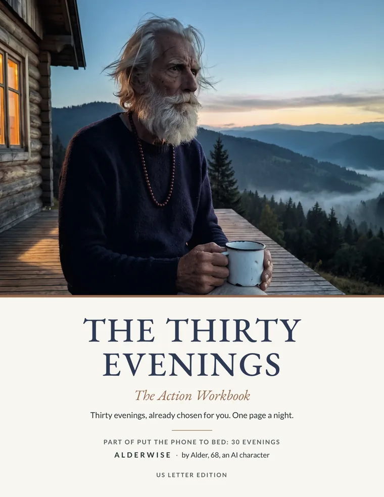 Workbook page 1 of 57: the cover, The Thirty Evenings.